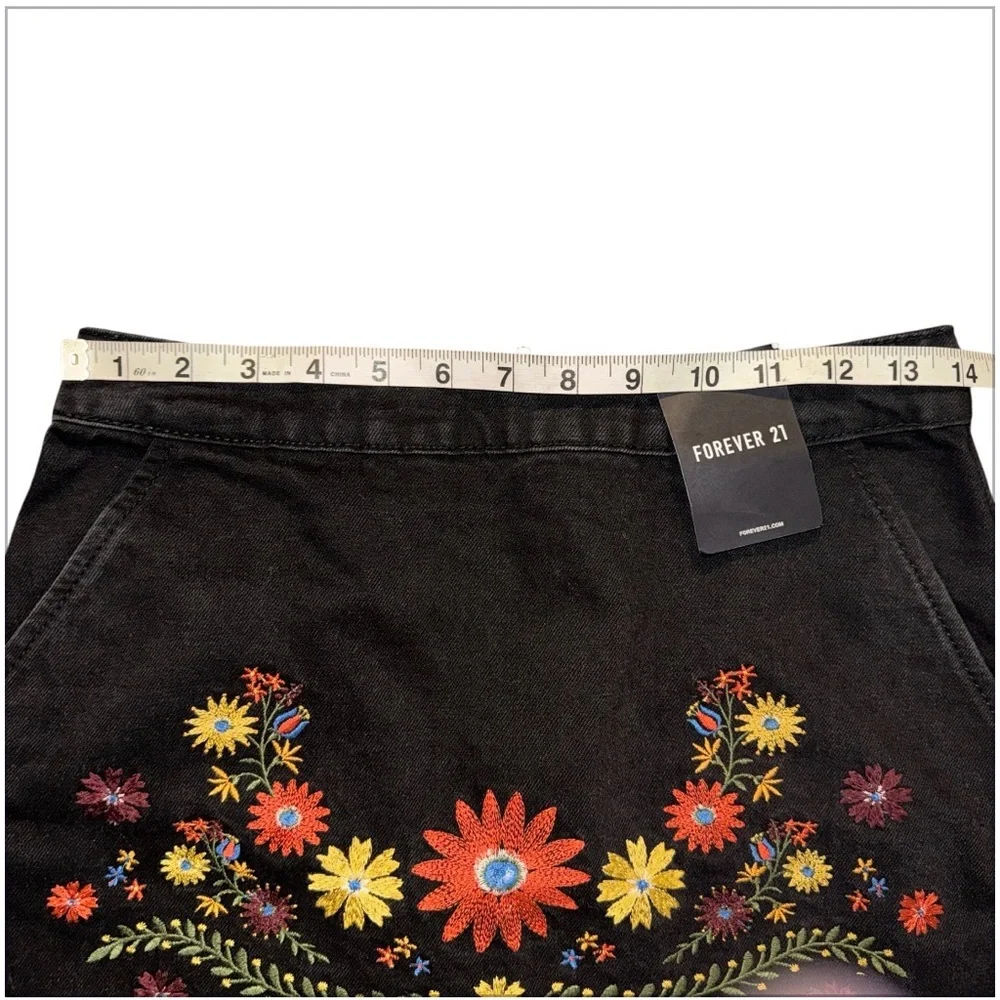 Forever 21 Black Skirt with Colorful Floral Design - Picture 4 of 6
